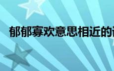 郁郁寡欢意思相近的词语 郁郁寡欢近义词 