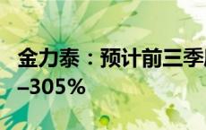 金力泰：预计前三季度净利润同比增长176%–305%