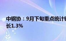 中钢协：9月下旬重点统计钢铁企业粗钢平均日产量环比增长1.3%