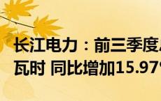 长江电力：前三季度总发电量约2358.14亿千瓦时 同比增加15.97%