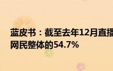 蓝皮书：截至去年12月直播电商用户规模达到5.97亿人 占网民整体的54.7%