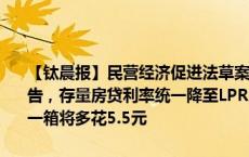 【钛晨报】民营经济促进法草案向社会公开征求意见；多家银行发布公告，存量房贷利率统一降至LPR-30BP；成品油价迎年内第八涨，加满一箱将多花5.5元