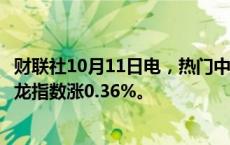 财联社10月11日电，热门中概股涨跌不一，纳斯达克中国金龙指数涨0.36%。