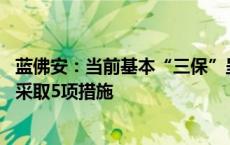 蓝佛安：当前基本“三保”呈现总体平稳、局部偏紧态势 将采取5项措施