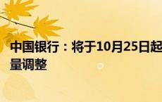 中国银行：将于10月25日起对存量个人住房贷款利率进行批量调整