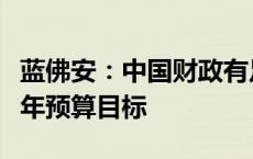 蓝佛安：中国财政有足够的韧劲，可以完成今年预算目标