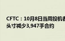 CFTC：10月8日当周投机者所持NYMEX WTI原油净多头头寸减少3,947手合约