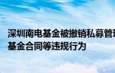 深圳南电基金被撤销私募管理人资格 涉股权代持、签署虚假基金合同等违规行为