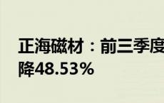 正海磁材：前三季度净利润1.89亿元 同比下降48.53%