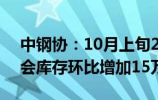 中钢协：10月上旬21个城市5大品种钢材社会库存环比增加15万吨