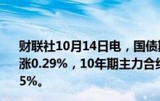 财联社10月14日电，国债期货盘初上涨，30年期主力合约涨0.29%，10年期主力合约涨0.11%，5年期主力合约涨0.05%。