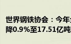 世界钢铁协会：今年全球钢铁需求将进一步下降0.9%至17.51亿吨