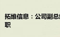 拓维信息：公司副总经理王伟峰因个人原因辞职