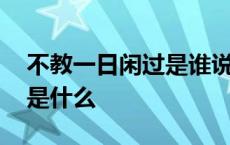 不教一日闲过是谁说的 不教一日闲过的意思是什么 