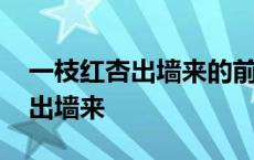 一枝红杏出墙来的前一句诗怎么说 一只红杏出墙来 