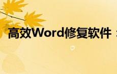 高效Word修复软件：解决文档损坏的利器