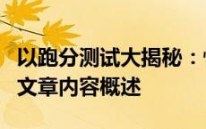 以跑分测试大揭秘：性能评估的真相为标题的文章内容概述